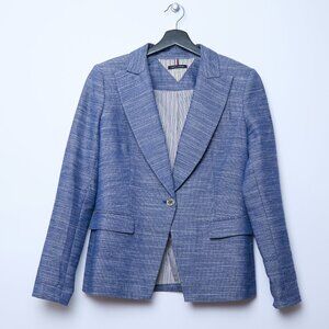 Tommy Hilfiger Tweed Like Career Blazer Single Button Blue Size 6 preppy
